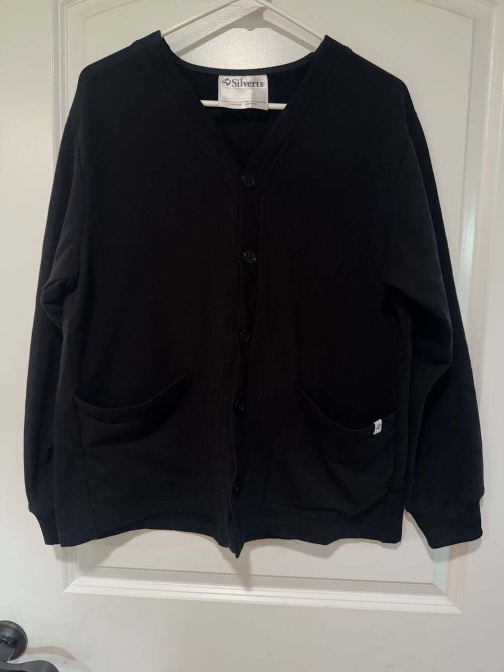 Silverts Adaptive Open Back Cardigan Snap Shoulder Black Size S